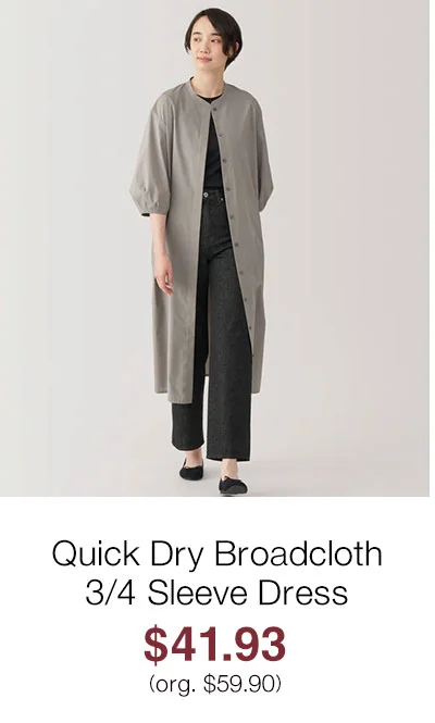Shop Women's Quick Dry Broadcloth 3/4 Sleeve Dress