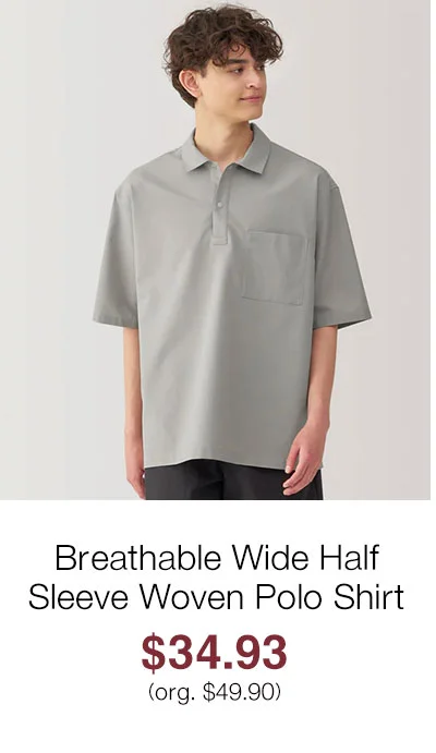 Shop Men's Breathable Wide Half Sleeve Woven Polo Shirt