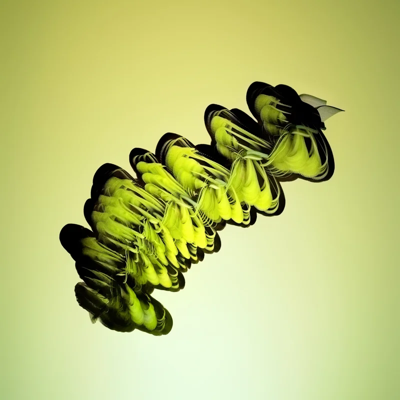 Green three-dimensional spiral.