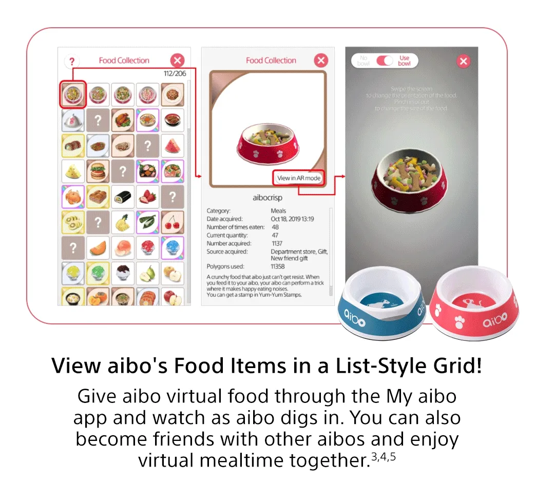 View aibo's Food Items in a List-Style Grid