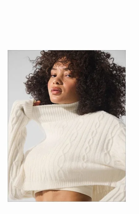cable knit cropped winter bliss turtleneck long sleeve