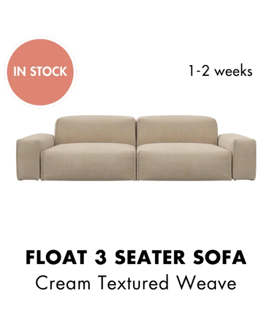 Float 3 Seater Sofa | Cream Textured Weave