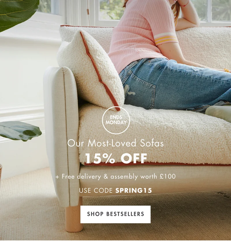 Spring Bank Holiday: Get 15% off + free delivery and assembly (worth £100) with code: SPRING15