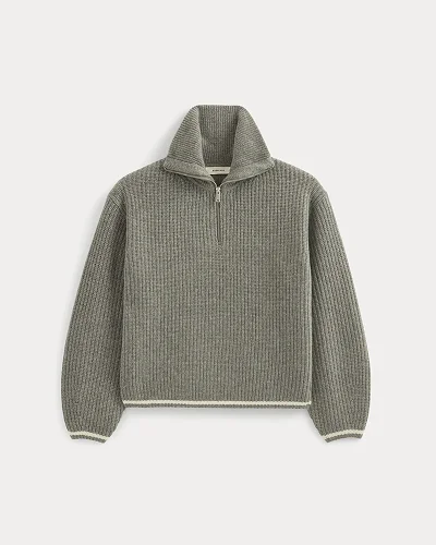 Image | The Half-Zip Sweater in Luxe Merino | Heathered Grey