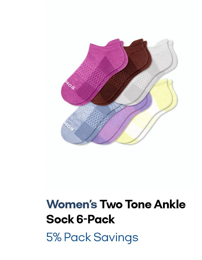 Women's Two Tone Ankle Sock 6-Pack 5% Pack Savings