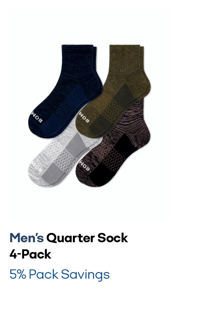 Men's Quarter Sock 4-Pack 5% Pack Savings