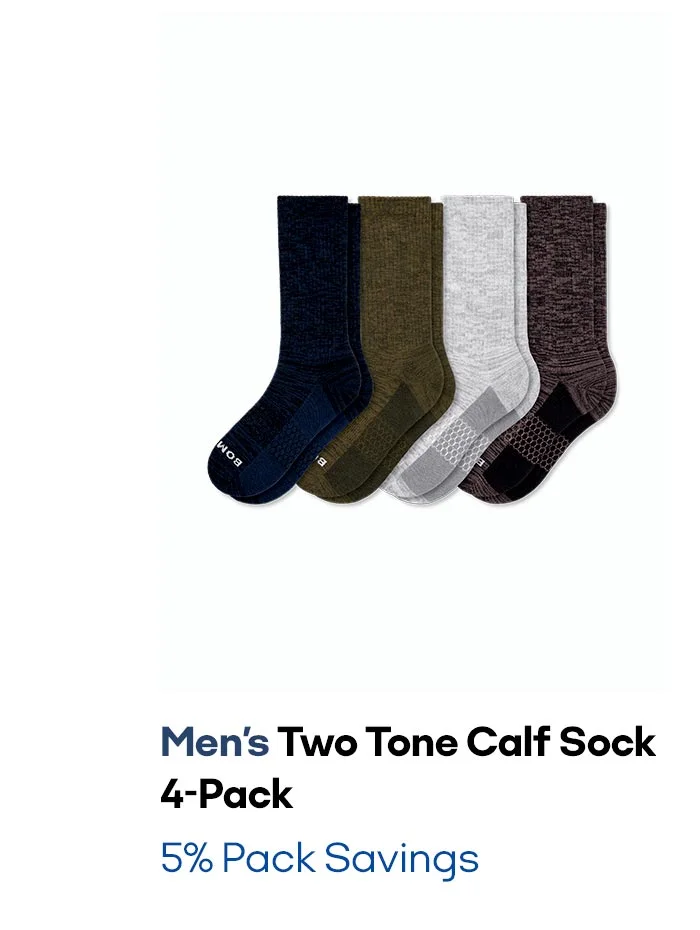 Men's Two Tone Calf Sock 4-Pack 5% Pack Savings
