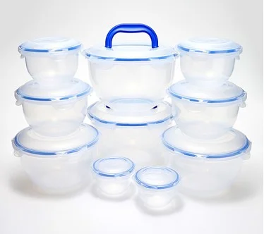 LocknLock 10-Pc Nestable Colored Body Tulip Bowls w/ (2) Handle Lids