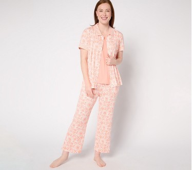 MUK LUKS Pet Cloud Knit Collared Top, Tank and Crop Pajama Set