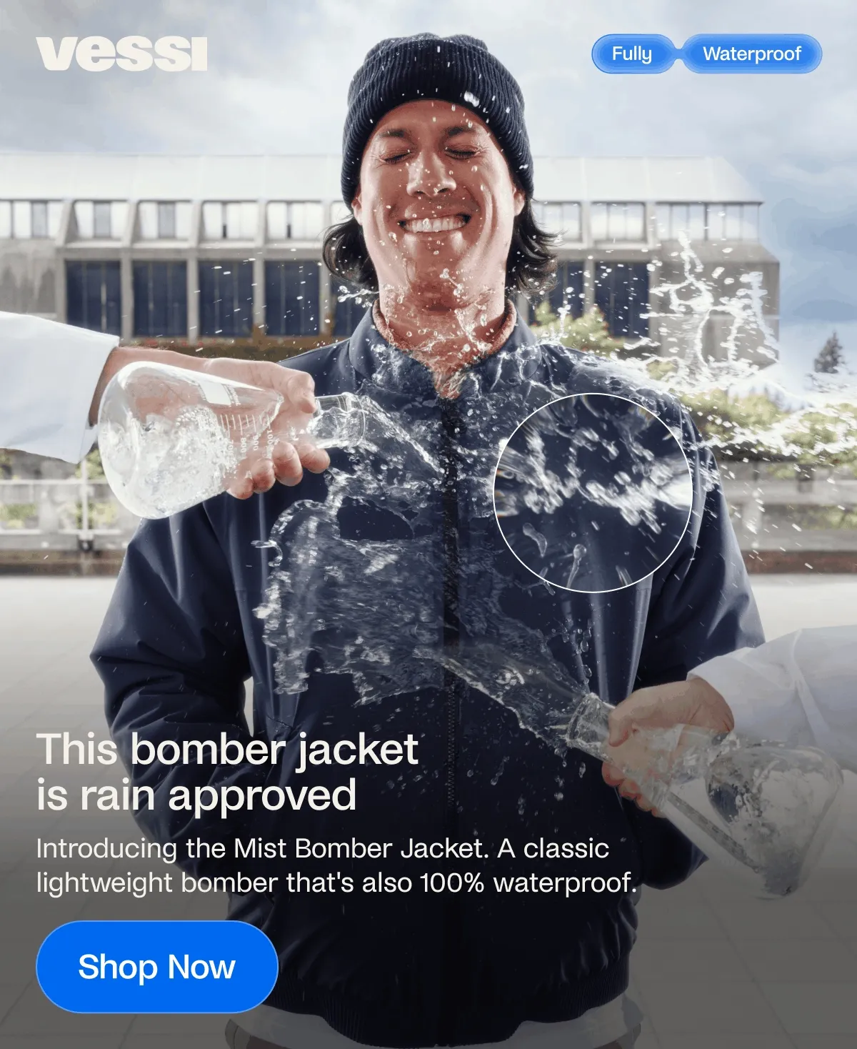 This bomber jacket is rain approved