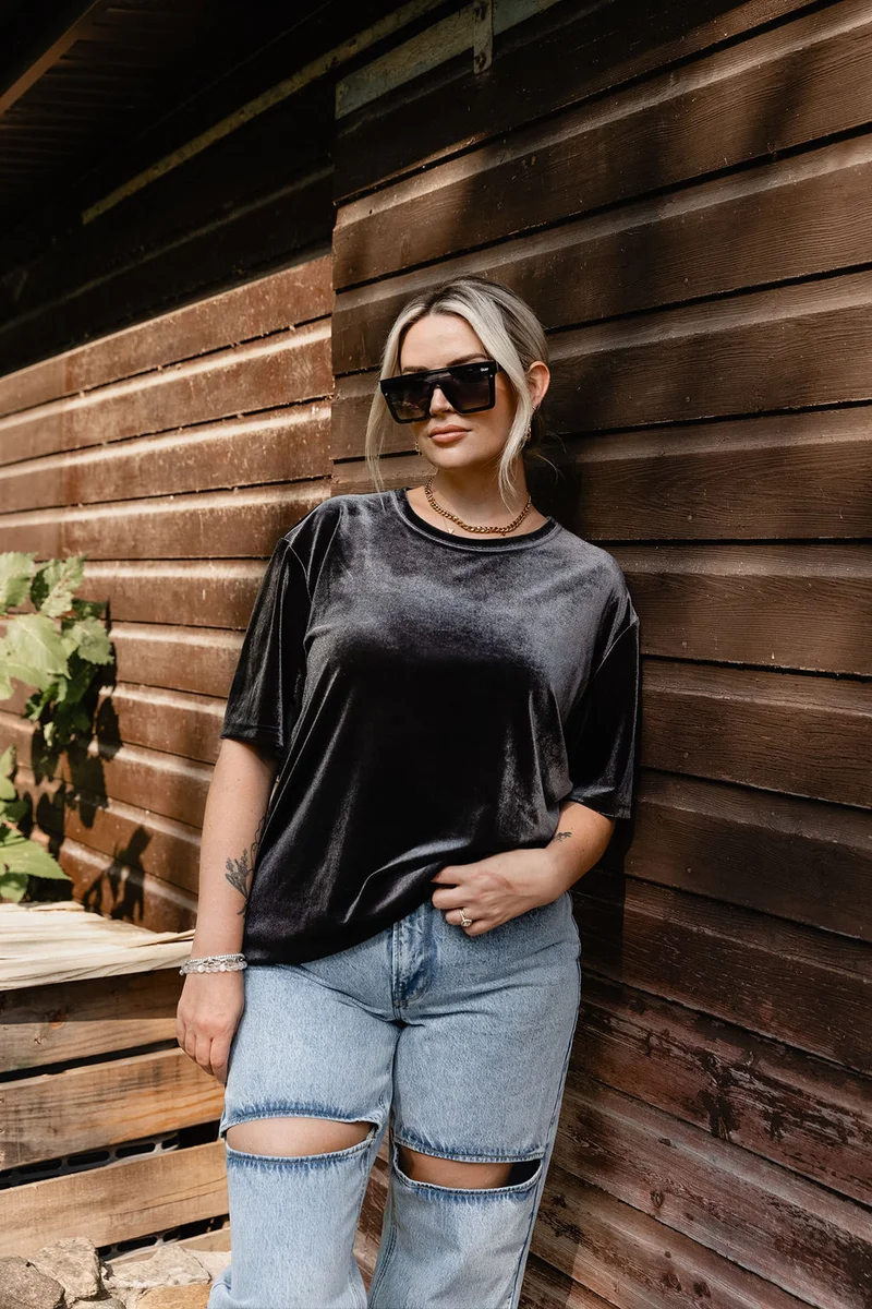 Image of Very Velvet Tee in Midnight Black