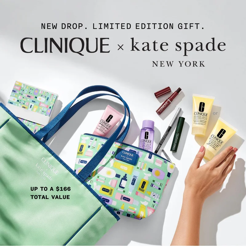 NEW DROP. LIMITED EDITION GIFT. CLINIQUE X Kate Spade NEW YORK UP TO A $166 VALUE