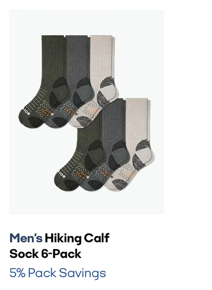 Men's Hiking Calf Sock 6-Pack 5% Pack Savings