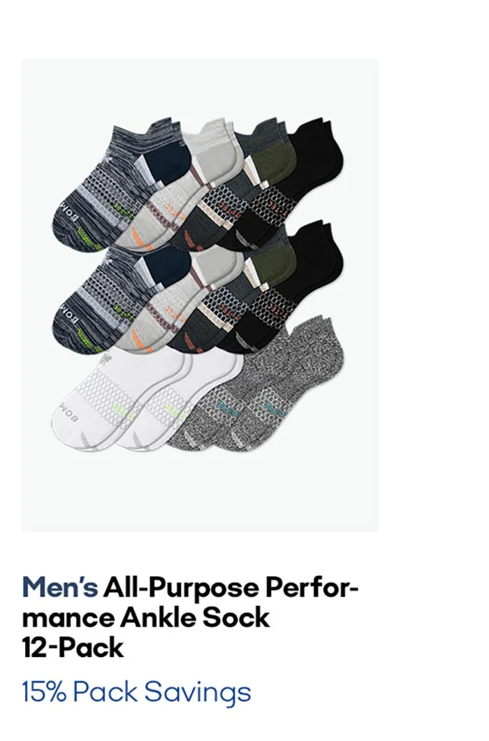 Men's All-Purpose Performance Ankle Sock 12-Pack 15% Pack Savings