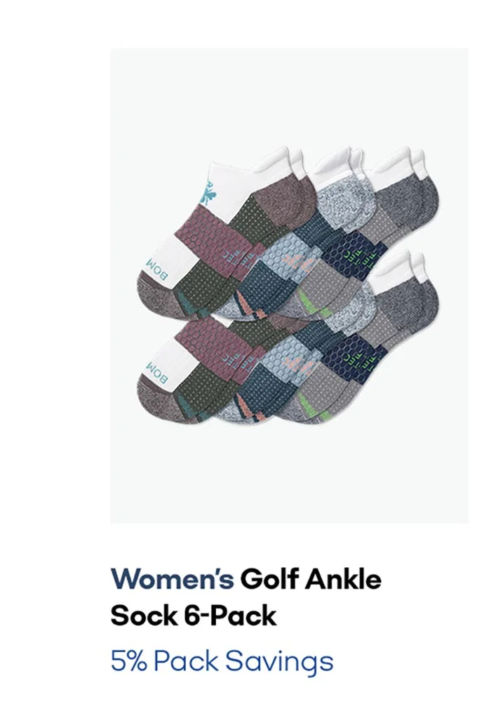 Women's Golf Ankle Sock 6-Pack 5% Pack Savings