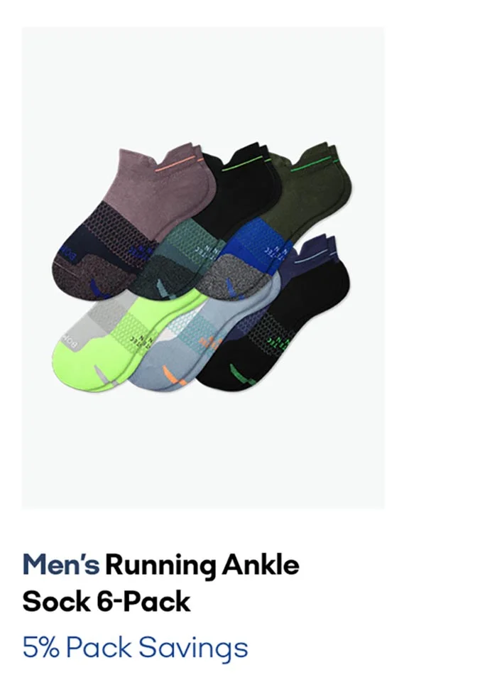 Men's Running Ankle Sock 6-Pack 5% Pack Savings