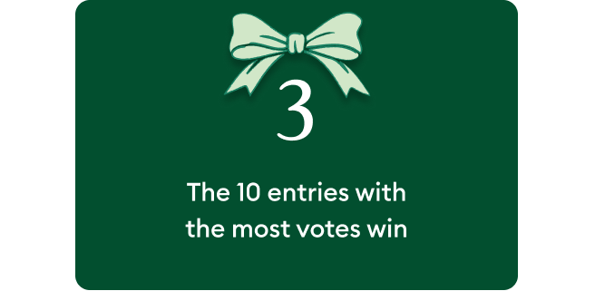 The 10 entries with the most votes win.