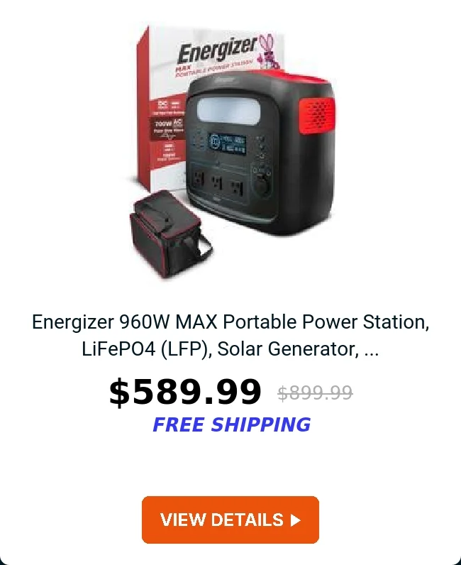 Energizer 960W MAX Portable Power Station, LiFePO4 (LFP), Solar Generator, ...