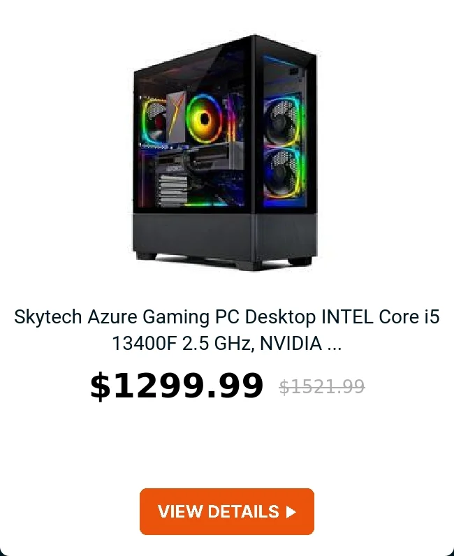 Skytech Azure Gaming PC Desktop  INTEL Core i5 13400F 2.5 GHz, NVIDIA ...