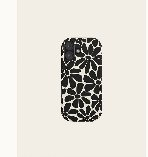 Black and White Retro Floral Art Print
