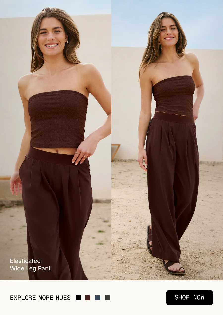Elasticated Wide Leg Pant 31" in Iced Mocha