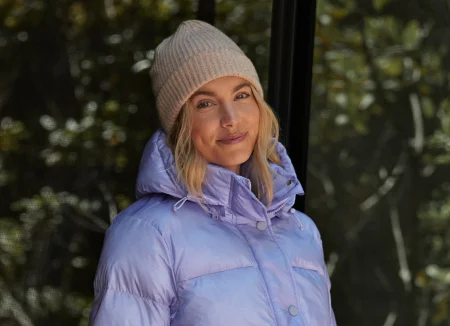 Big Cozy Hooded Puffer Jacket in Blue Frost