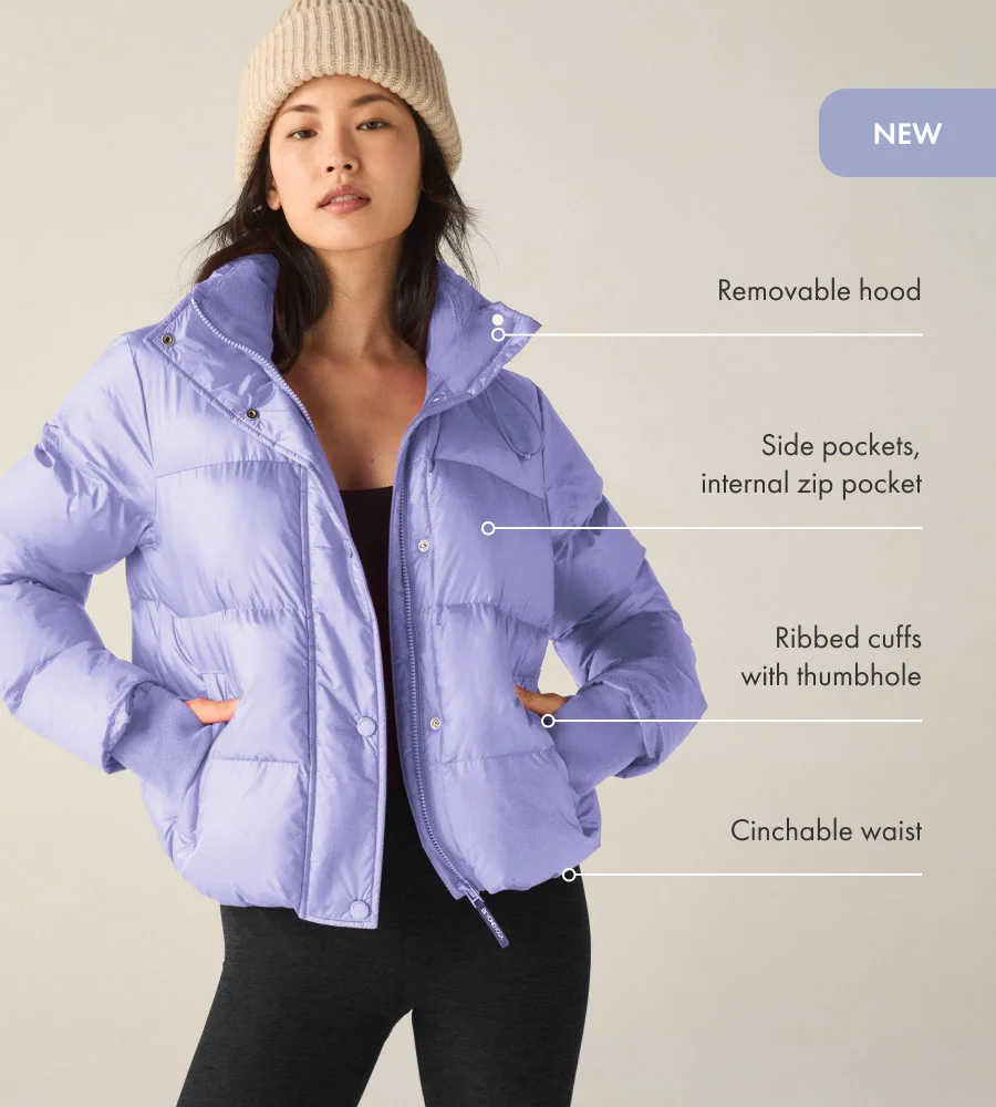 Big Cozy Hooded Puffer Jacket in Blue Frost