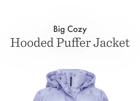 Big Cozy Hooded Puffer Jacket in Blue Frost