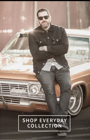 Gerber ambassador Luke Wessman leaning against classic car Gerber ambassador Luke Wessman leaning against classic car