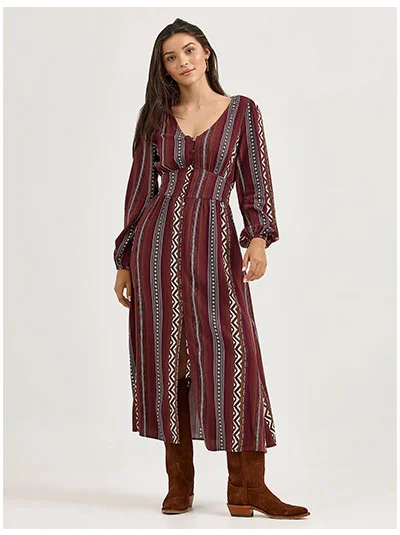Women's Princess Waist Button Front Maxi Dress