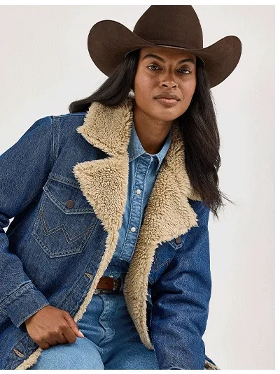 Women's Western Sherpa Lined Denim Range Coat