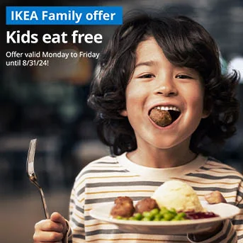 Child eating IKEA meatballs