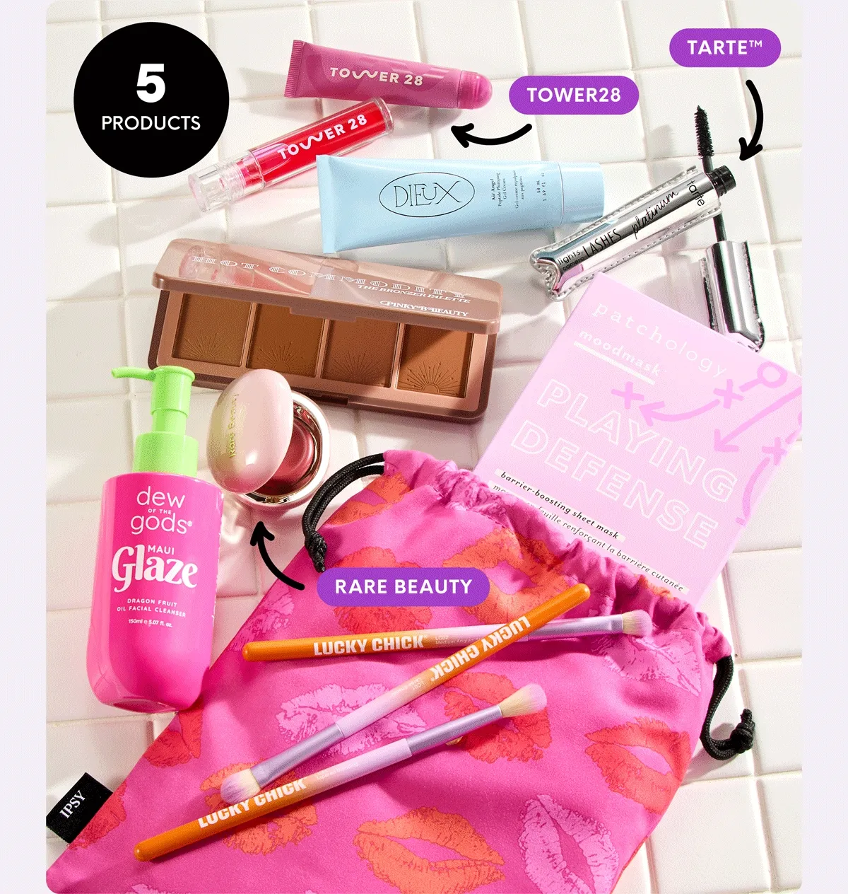 5 PRODUCTS UP TO $200 VALUE* - TOWER28 - TARTE - RARE BEAUTY