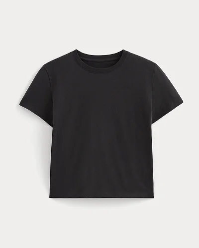 Image | The Box-Cut Tee in Essential Cotton | Washed Black