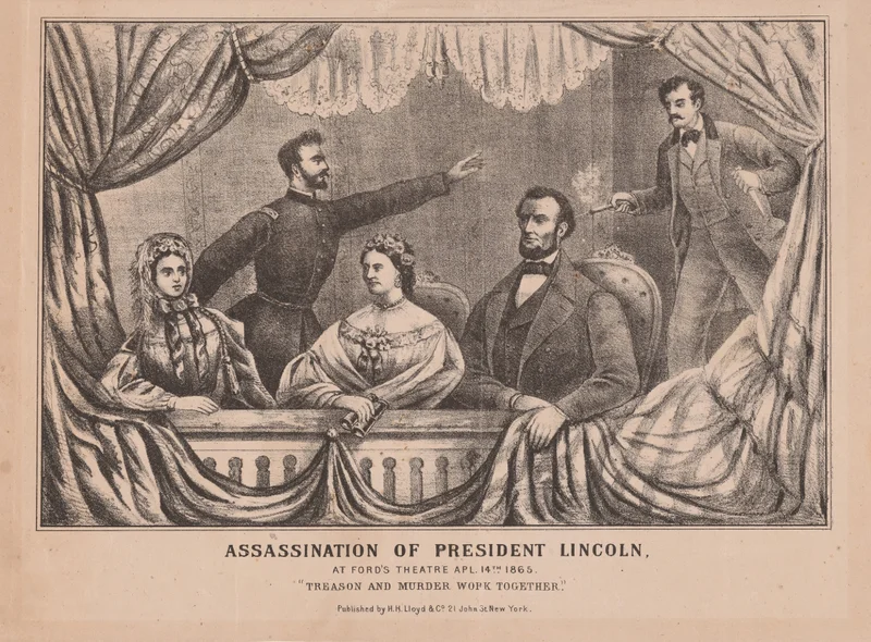 This illustration of the assassination of Abraham Lincoln depicts Clara Harris seated next to Mary Todd Lincoln as her fiance Henry Rathbone attempts to stop John Wilkes Booth from killing the 16th president.