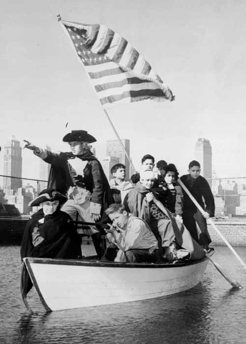 Boys re-enact George Washington’s famous crossing of the Delaware to celebrate the former president’s birthday on February 22, 1952. Over the years, the national holiday has morphed into Presidents' Day.