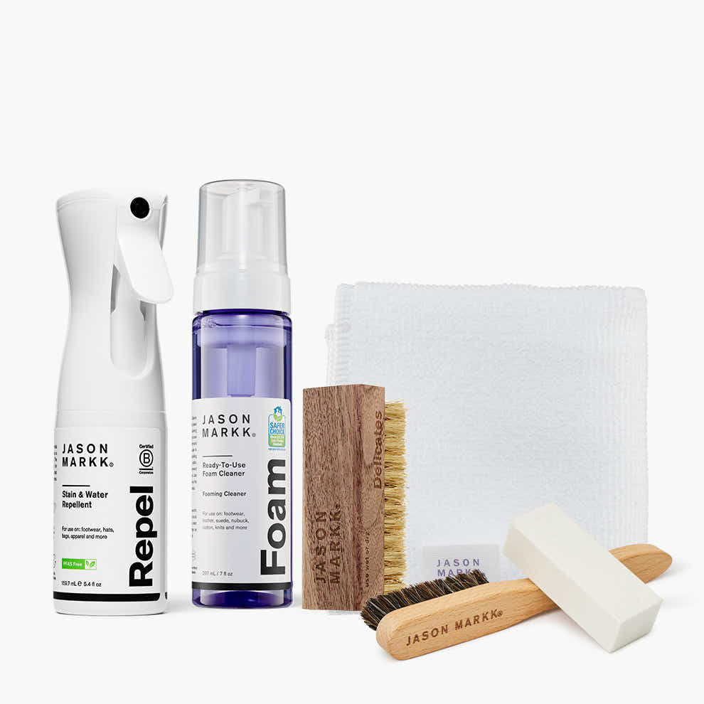 The Suede Care Bundle is designed to clean and protect suede and nubuck without compromising texture. It includes a Ready-To-Use Foam Cleaner, a Delic...