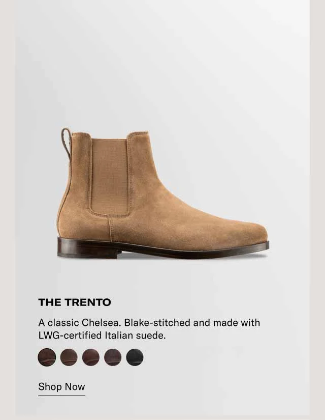 The Trento. A classic Chelsea. Blake-stitched and made with LWG-certified Italian suede. Shop now