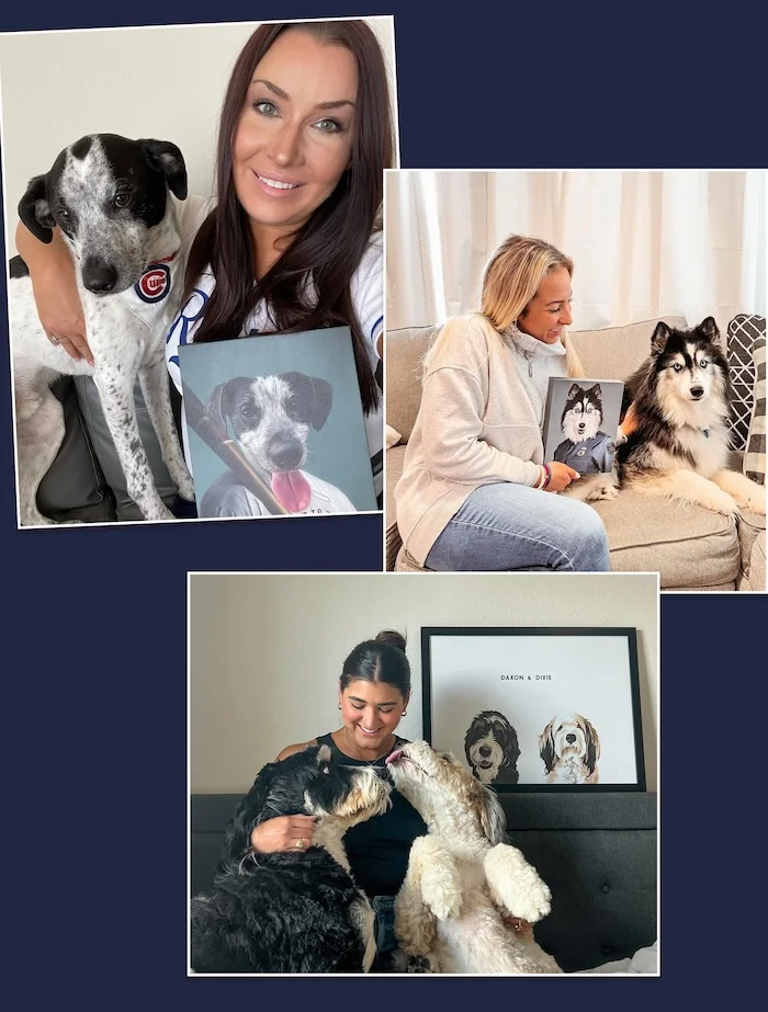 Collage of customer photos with their pets