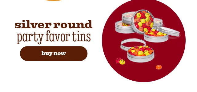SILVER ROUND PARTY FAVOR TINS