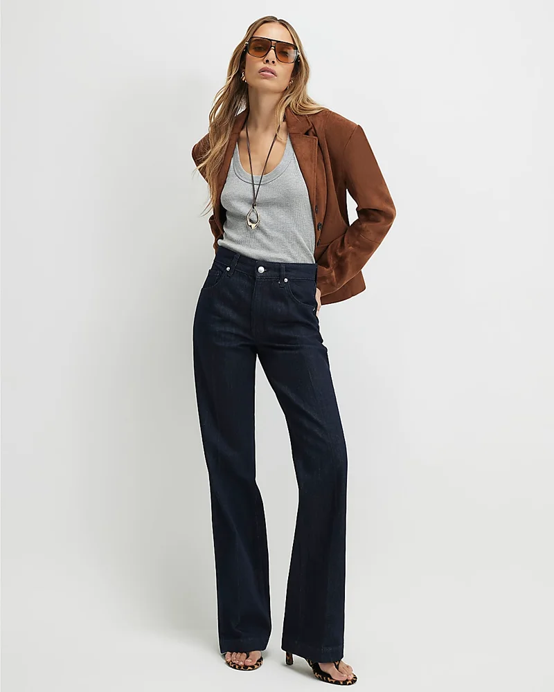 Womens Blue Mid Rise Bootcut Jeans