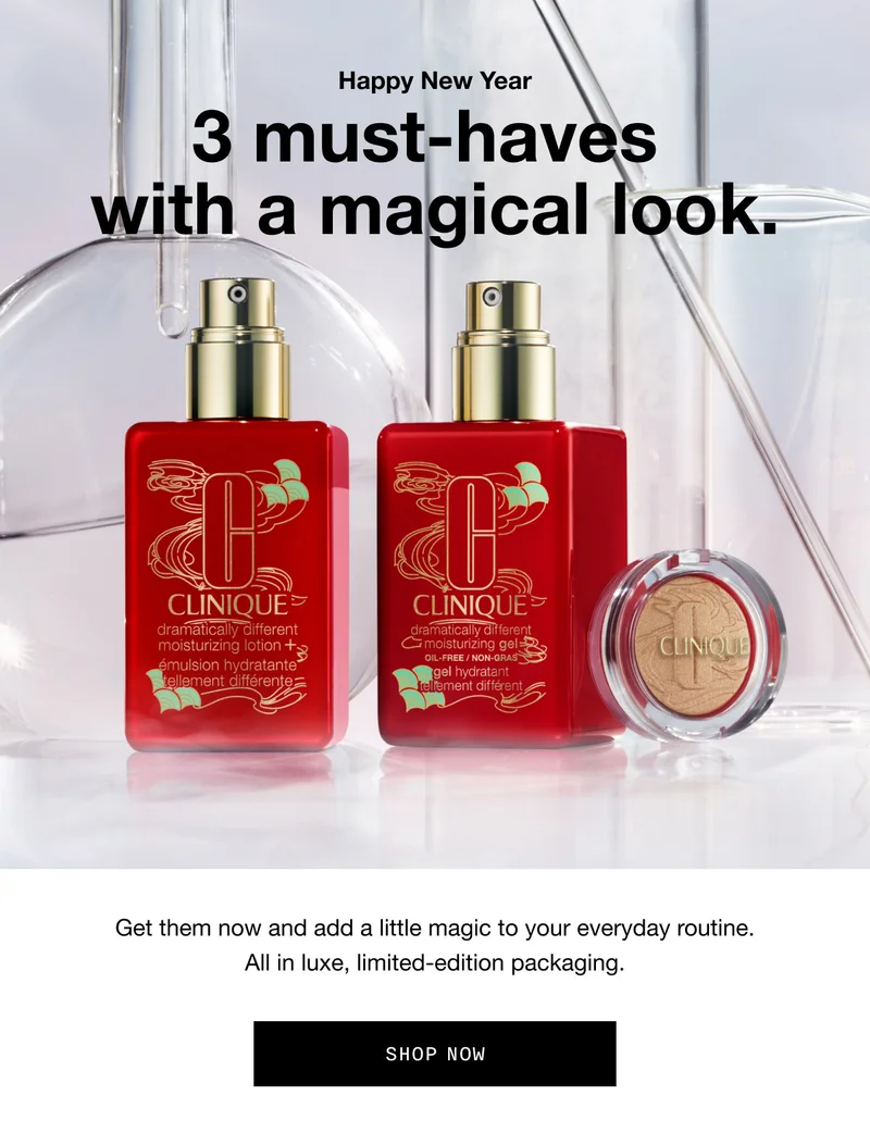 Happy New Year 3 must-haves with a magical look.Get them now and add a little magic to your everyday routine. All in luxe, limited-edition packaging. SHOP NOW