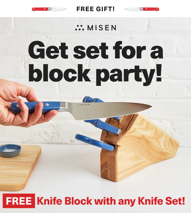 Free Gift With Knife Set Purchase - Buy any knife set and get a free Knife Block
