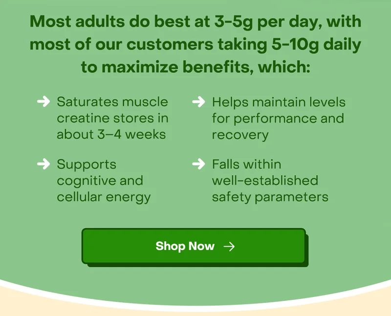 Most adults do best at 3-5g per day, with most of our customers taking 5-10g daily to maximize benefits.