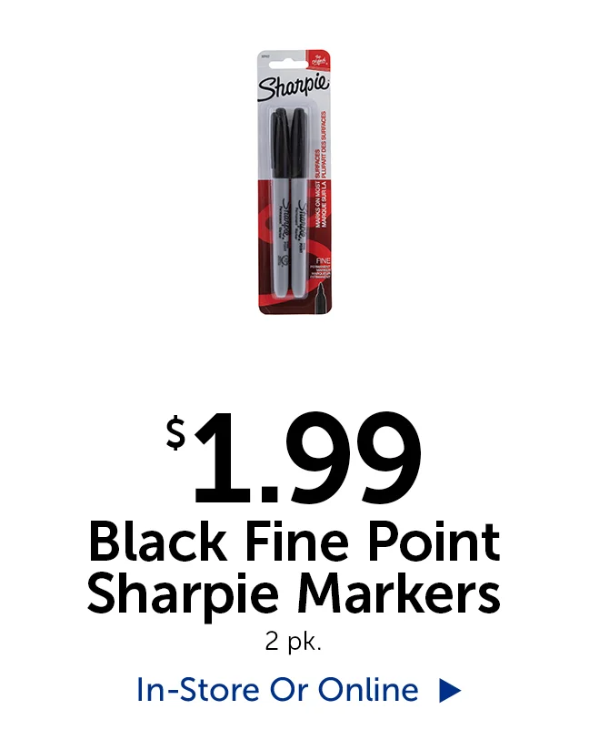 $1.99 Black Fine Point Sharpie Markers - 2 pk.