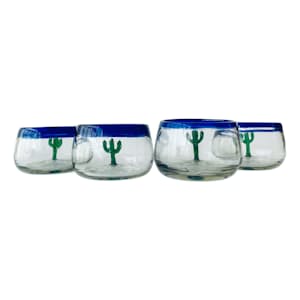 Hand Blown Cactus Sippers - Set of 4