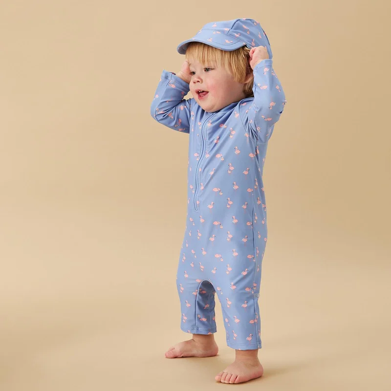 Image of Flamingo One-Piece Rashguard & Hat
