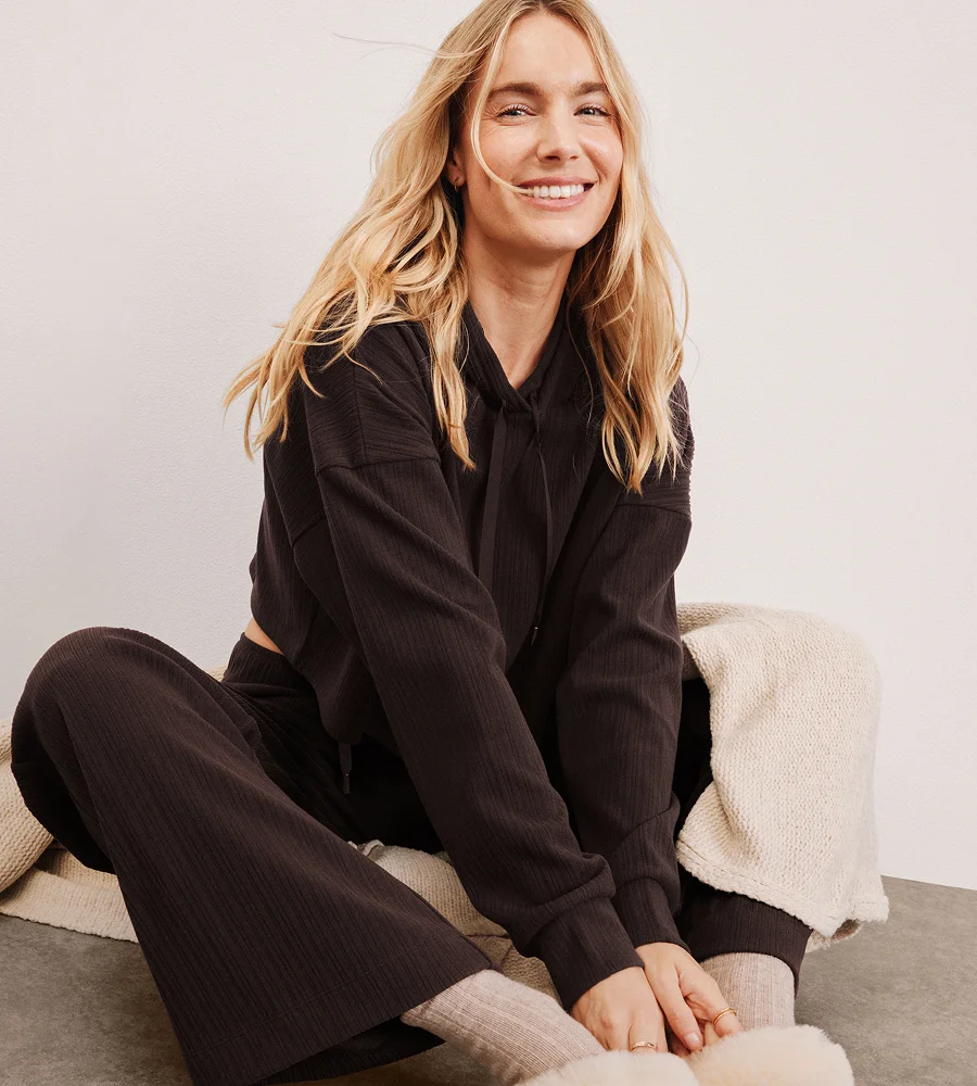 Breathe Easy Ribbed Cropped Hoodie