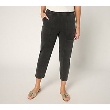 Denim & Co. Petite Comfy Knit Air Tapered Cargo Crop Pant