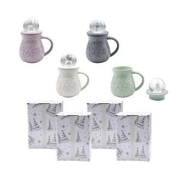 Temp-tations Set of (4) 16-oz Mugs with Snow Globe Lids & Gift Boxes